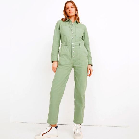 Madewell Garment Dyed Relaxed Coverall Green Women's Jumpsuit Small NWT - Picture 1 of 7